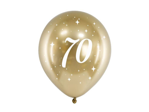 Picture of LATEX BALLOONS 70TH BIRTHDAY CHROME GOLD 12 INCH - 6 PACK